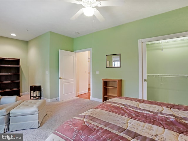 12953 Little Hayden Cir, Hagerstown, MD 21742 - bedroom featuring carpet floors, baseboards, a closet, a ceiling fan, and recessed lighting