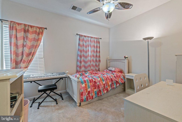 bedroom with carpet and ceiling fan