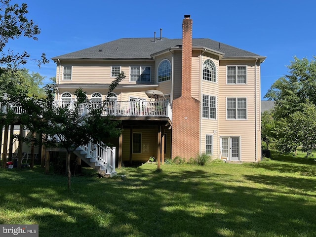 4718 Village Dr, Fairfax, VA 22030 - back of house featuring a chimney, a yard, and a deck