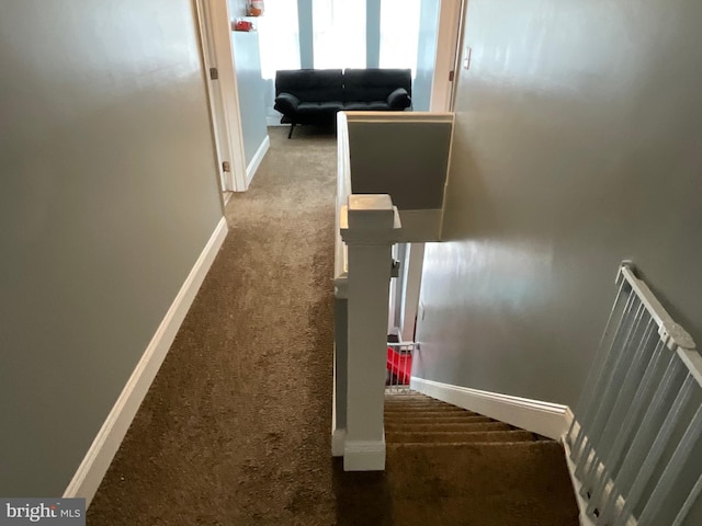 12808 New Row Rd, Mount Savage, MD 21545 - stairway featuring carpet floors and baseboards