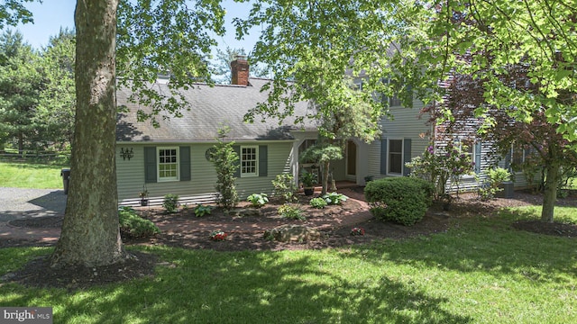 3048 Aquetong Rd, New Hope, PA 18938 - view of front facade with a front yard, a chimney, and roof with shingles