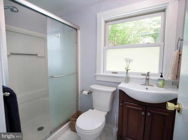 1180 Radnor Hill Rd, Wayne, PA 19087 - full bath with a shower stall, toilet, vanity, and baseboards