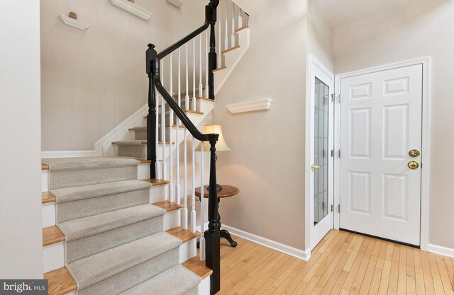 14 Coolidge Way, Princeton, NJ 08540 - foyer entrance with wood-type flooring, stairway, and baseboards