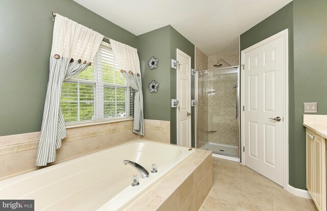 14 Coolidge Way, Princeton, NJ 08540 - full bathroom featuring a bath, a stall shower, vanity, and tile patterned flooring