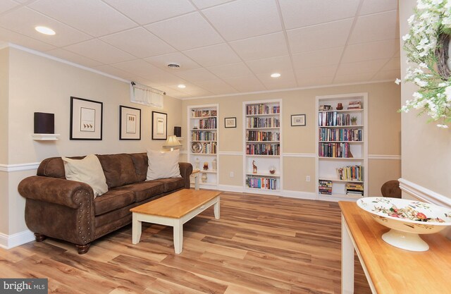 14 Coolidge Way, Princeton, NJ 08540 - living area featuring built in features, light wood-style flooring, baseboards, recessed lighting, and ornamental molding