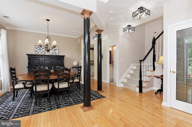14 Coolidge Way, Princeton, NJ 08540 - dining area featuring hardwood / wood-style floors, stairway, a chandelier, baseboards, and ornamental molding