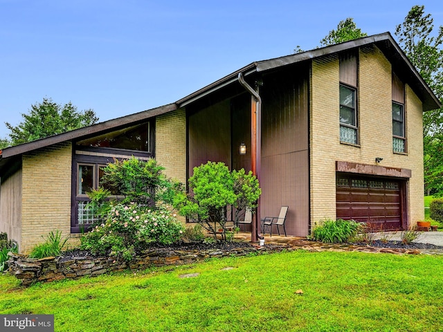 2 Barnstable Ct, Owings Mills, MD 21117 - view of side of property featuring brick siding, a garage, and a lawn