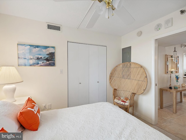 504GEORGETOWNEHOUSERD Georgetowne House Rd Unit 504, Bethany Beach, DE 19970 - bedroom with a closet, baseboards, and ceiling fan
