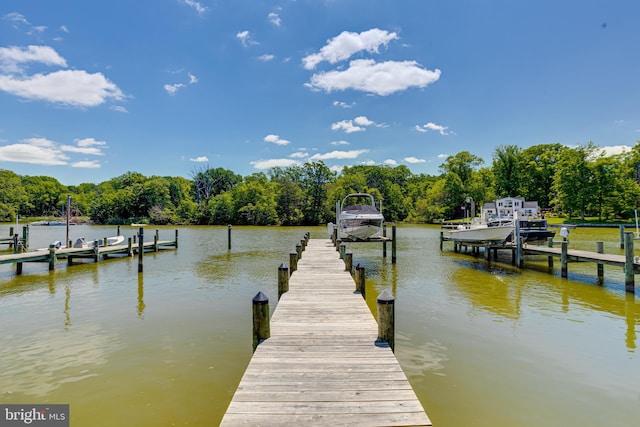 dock with a water view and boat lift