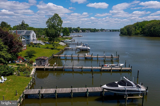 dock featuring a water view and boat lift