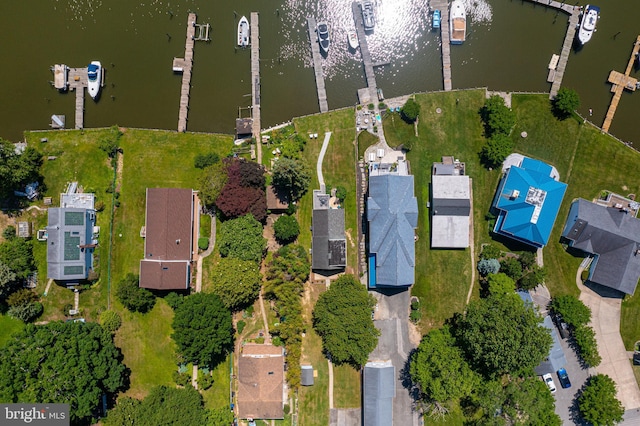 aerial overview of property's location featuring a large body of water