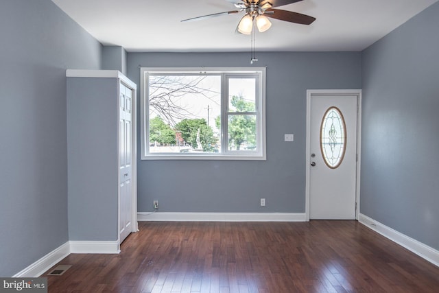 3539 Almond St, Philadelphia, PA 19134 - entryway with a ceiling fan, hardwood / wood-style floors, and baseboards