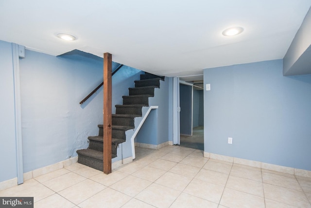 3539 Almond St, Philadelphia, PA 19134 - finished basement featuring stairway, recessed lighting, and baseboards