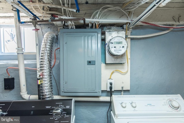 3539 Almond St, Philadelphia, PA 19134 - utility room featuring washer / clothes dryer, electric panel, and electric meter