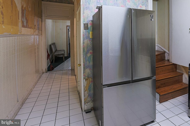 1721 Ruxton Ave, Baltimore, MD 21216 - kitchen with freestanding refrigerator and light tile patterned floors