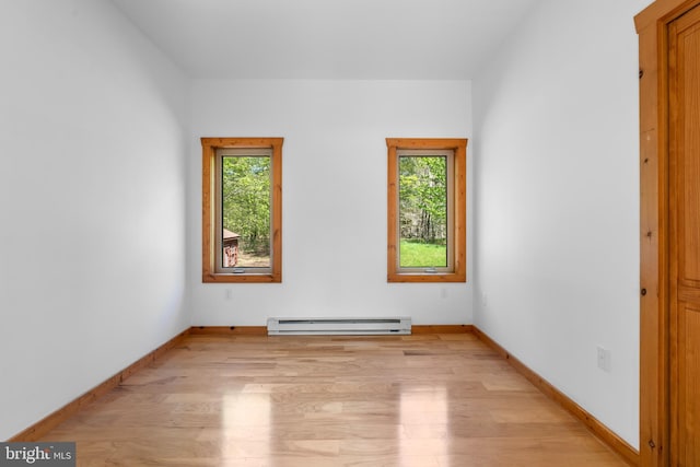 2107 Lenape Ter, Canadensis, PA 18325 - spare room with baseboard heating, light wood finished floors, and baseboards