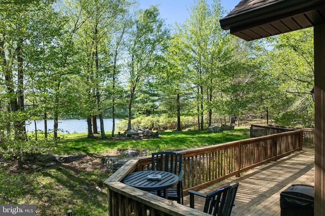 2107 Lenape Ter, Canadensis, PA 18325 - wooden deck with a water view and a yard
