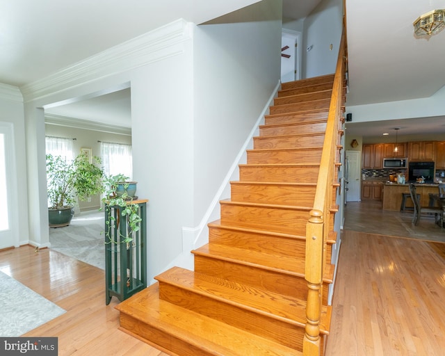 294 Arthur Ave, Port Deposit, MD 21904 - stairway featuring wood finished floors and ornamental molding