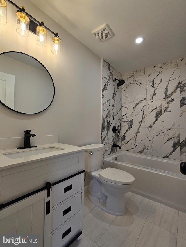 585 Andrew Dr, Southampton, PA 18966 - full bathroom featuring vanity, toilet, bathing tub / shower combination, and recessed lighting