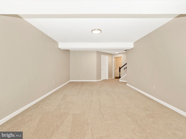 5534 Upshur, Frederick, MD 21703 - unfurnished room with stairway, light carpet, and baseboards