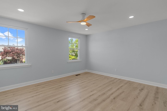 6305 Powder Horn Ct, Bensalem, PA 19020 - spare room with ceiling fan, light wood-style flooring, recessed lighting, and baseboards