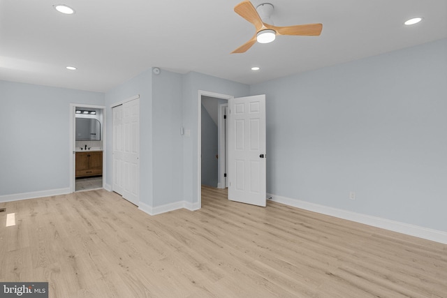 6305 Powder Horn Ct, Bensalem, PA 19020 - unfurnished room with light wood-style floors, baseboards, a ceiling fan, and recessed lighting