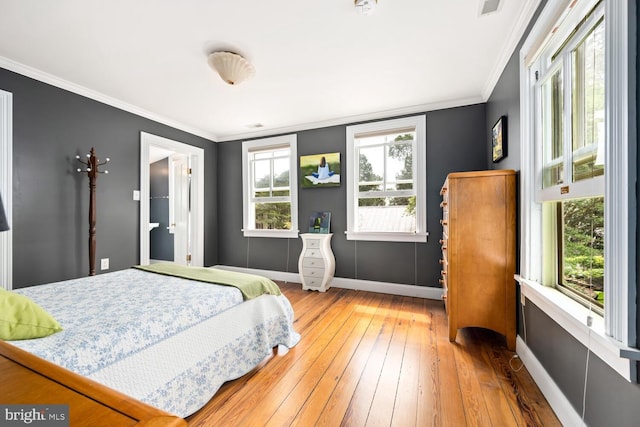 213 N Queen St, Chestertown, MD 21620 - bedroom with wood-type flooring, multiple windows, baseboards, and crown molding