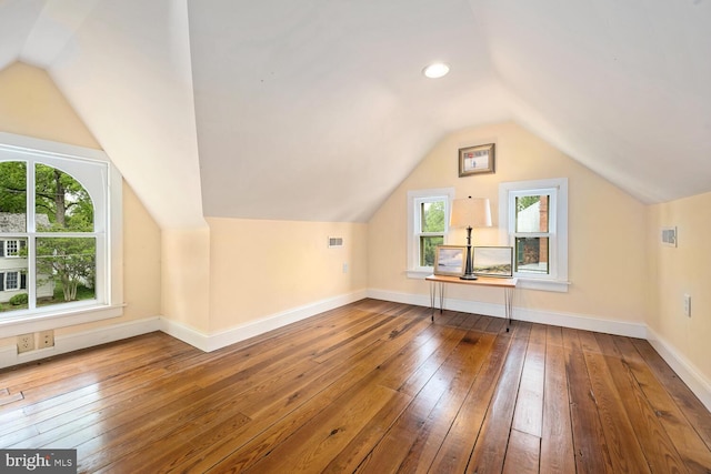 213 N Queen St, Chestertown, MD 21620 - additional living space featuring hardwood / wood-style flooring, vaulted ceiling, healthy amount of natural light, and baseboards