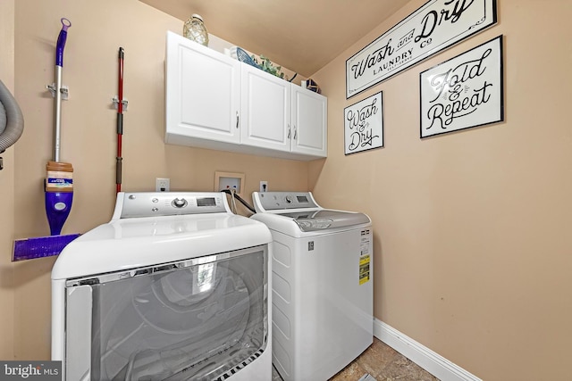38 N 10th St, Surf City, NJ 08008 - laundry room with washing machine and dryer, cabinet space, and baseboards