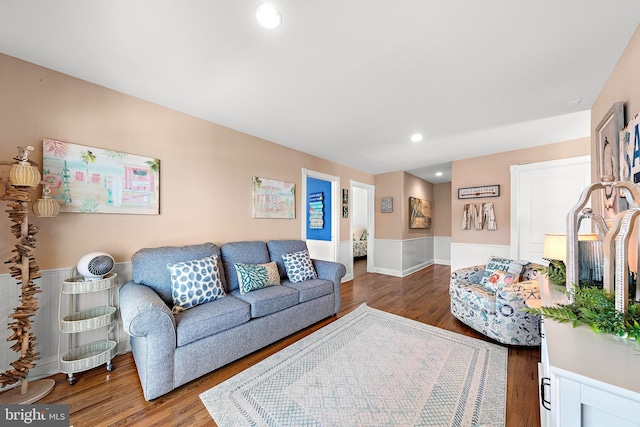 38 N 10th St, Surf City, NJ 08008 - living area featuring wood finished floors and recessed lighting