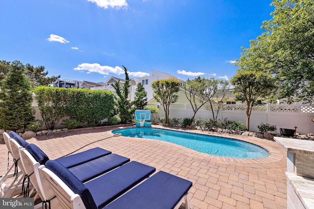 38 N 10th St, Surf City, NJ 08008 - view of pool featuring a patio, a fenced backyard, and a residential view