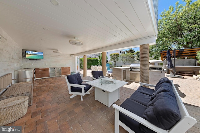 38 N 10th St, Surf City, NJ 08008 - view of patio / terrace with an outdoor living space with a fire pit