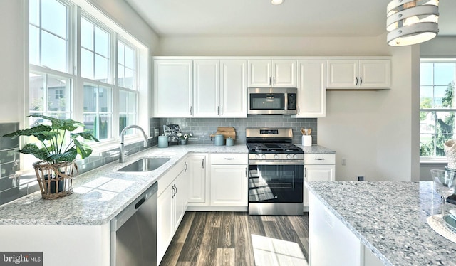 67 Glenn Vw, Carlisle, PA 17013 - kitchen featuring appliances with stainless steel finishes, a sink, dark wood-style flooring, and white cabinetry