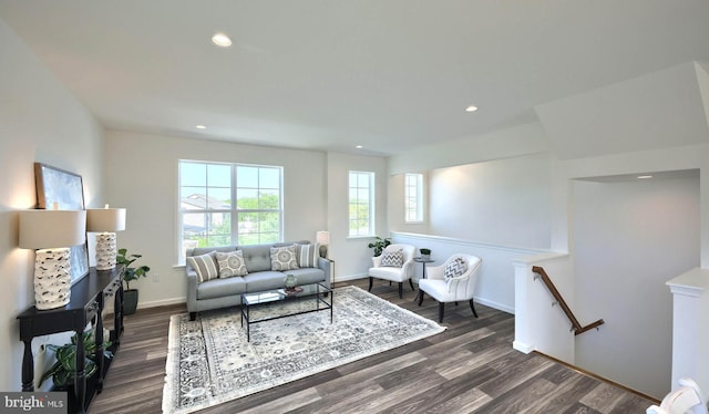 67 Glenn Vw, Carlisle, PA 17013 - living room featuring dark wood-type flooring, recessed lighting, and baseboards