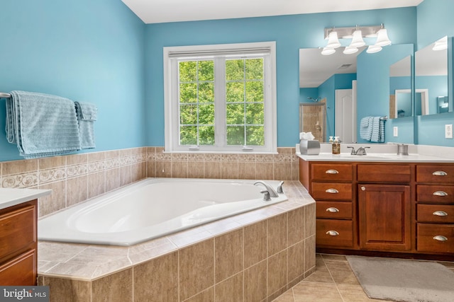 1209 Stevenage Ct, Abingdon, MD 21009 - full bath featuring vanity, tile patterned floors, a garden tub, and a shower