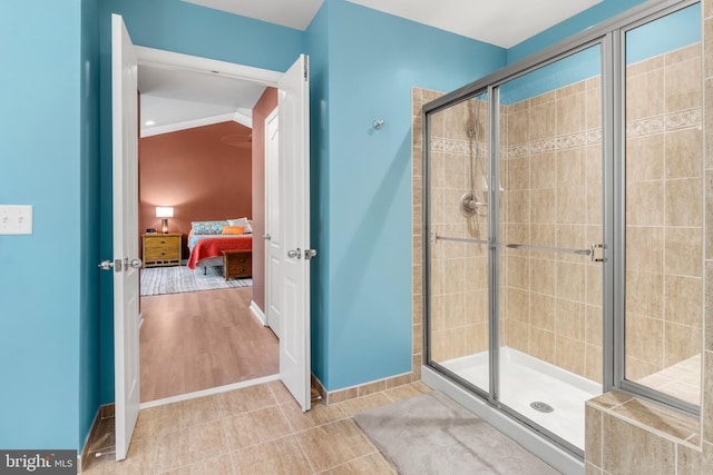 1209 Stevenage Ct, Abingdon, MD 21009 - bathroom with a stall shower, baseboards, and ensuite bathroom