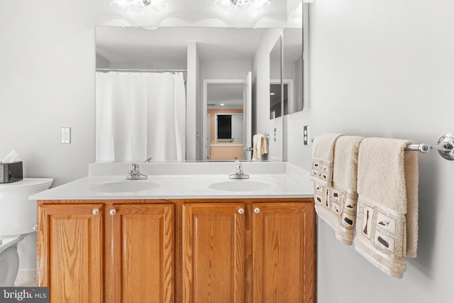 1209 Stevenage Ct, Abingdon, MD 21009 - bathroom with toilet, double vanity, and curtained shower