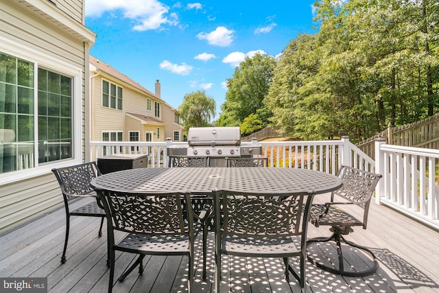 1209 Stevenage Ct, Abingdon, MD 21009 - wooden terrace featuring outdoor dining area and area for grilling