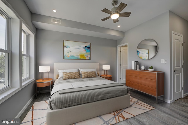 832 19th St NE Unit B, Washington, DC 20002 - bedroom with baseboards, wood finished floors, recessed lighting, and ceiling fan