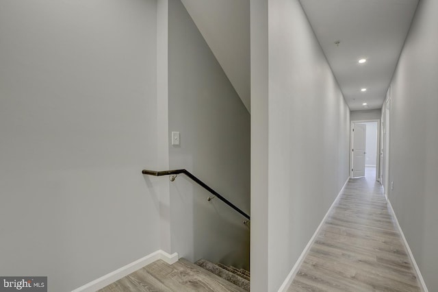 832 19th St NE Unit B, Washington, DC 20002 - corridor with an upstairs landing, recessed lighting, light wood-type flooring, and baseboards