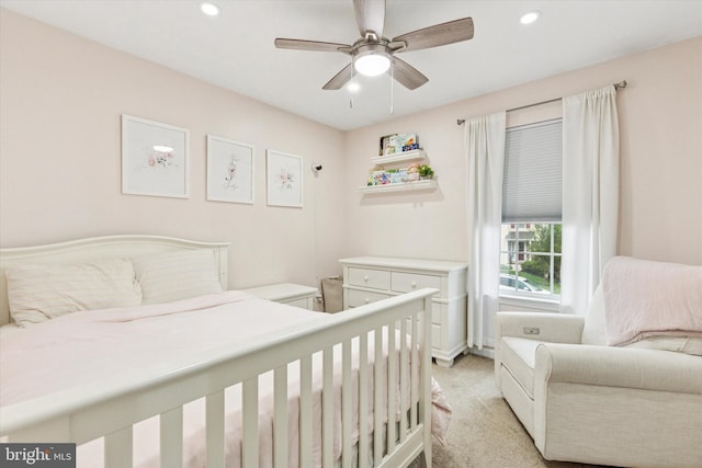3708 Swetland Dr, Doylestown, PA 18902 - bedroom with light carpet, recessed lighting, and a ceiling fan