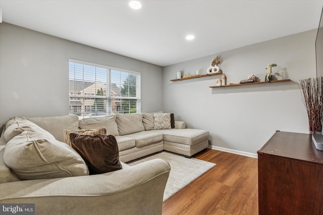 3708 Swetland Dr, Doylestown, PA 18902 - living area with wood finished floors, recessed lighting, and baseboards