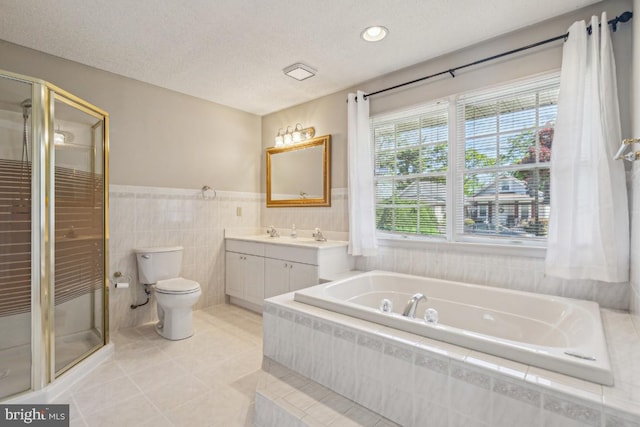 508 Weeks Ave, Riverside, NJ 08075 - full bath with vanity, a bath, toilet, tile patterned floors, and a shower stall