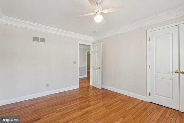 508 Weeks Ave, Riverside, NJ 08075 - spare room featuring light wood-style flooring, crown molding, baseboards, and a ceiling fan