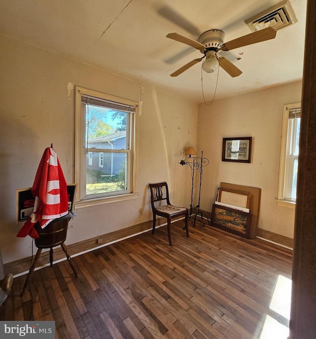 30292 Vines Creek Rd, Dagsboro, DE 19939 - sitting room featuring wood finished floors, ceiling fan, and baseboards