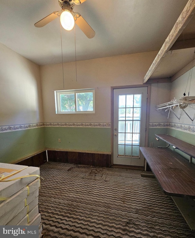 30292 Vines Creek Rd, Dagsboro, DE 19939 - empty room featuring carpet floors, healthy amount of natural light, and ceiling fan