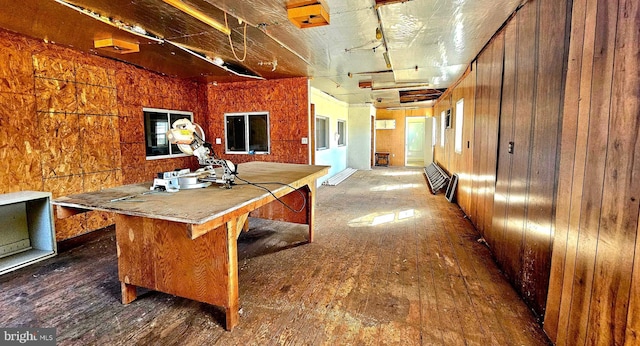 30292 Vines Creek Rd, Dagsboro, DE 19939 - hall with wood walls and wood finished floors