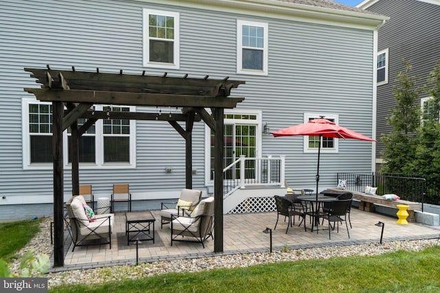 409 Pear Blossom Rd, Stafford, VA 22554 - back of property featuring an outdoor hangout area, a pergola, and a patio