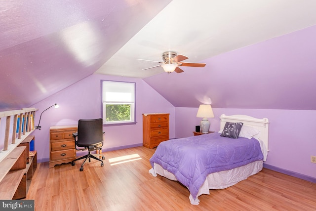 4210 Mcintosh Rd, Harrisburg, PA 17112 - bedroom with wood finished floors, baseboards, lofted ceiling, and ceiling fan