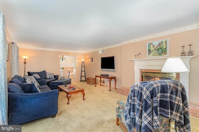 4210 Mcintosh Rd, Harrisburg, PA 17112 - living room with carpet flooring and a brick fireplace